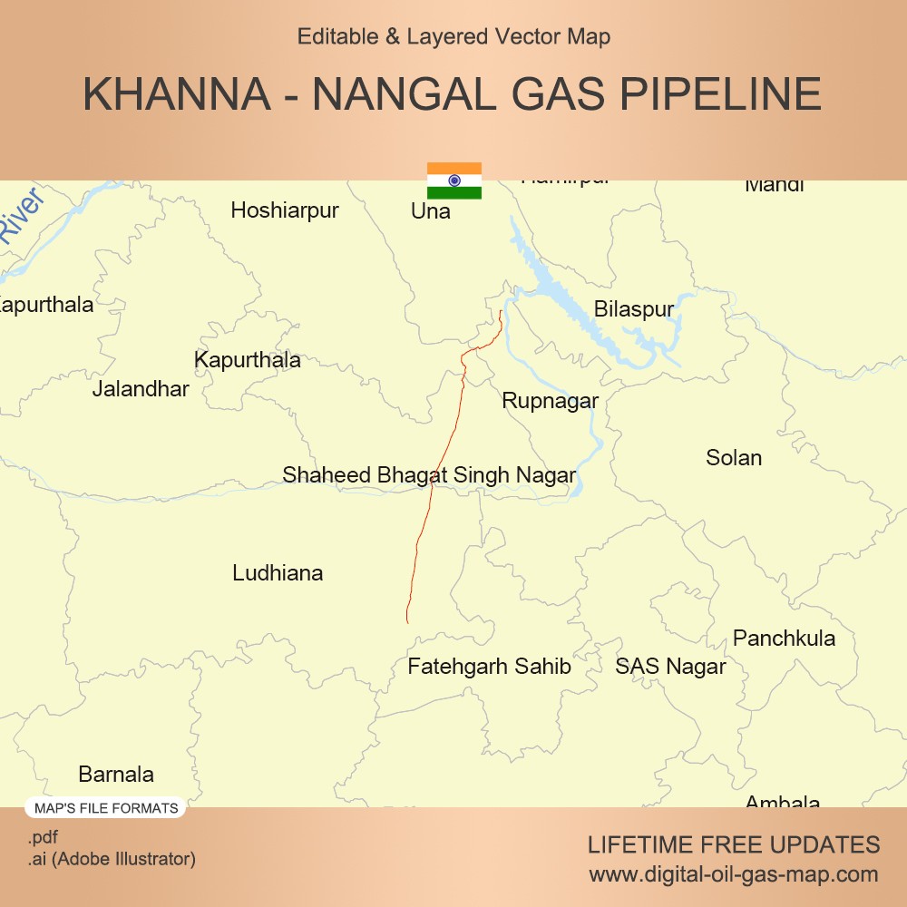 Khanna - Nangal Gas Pipeline Map: Pipeline Route, Sectionalizing Valve ...