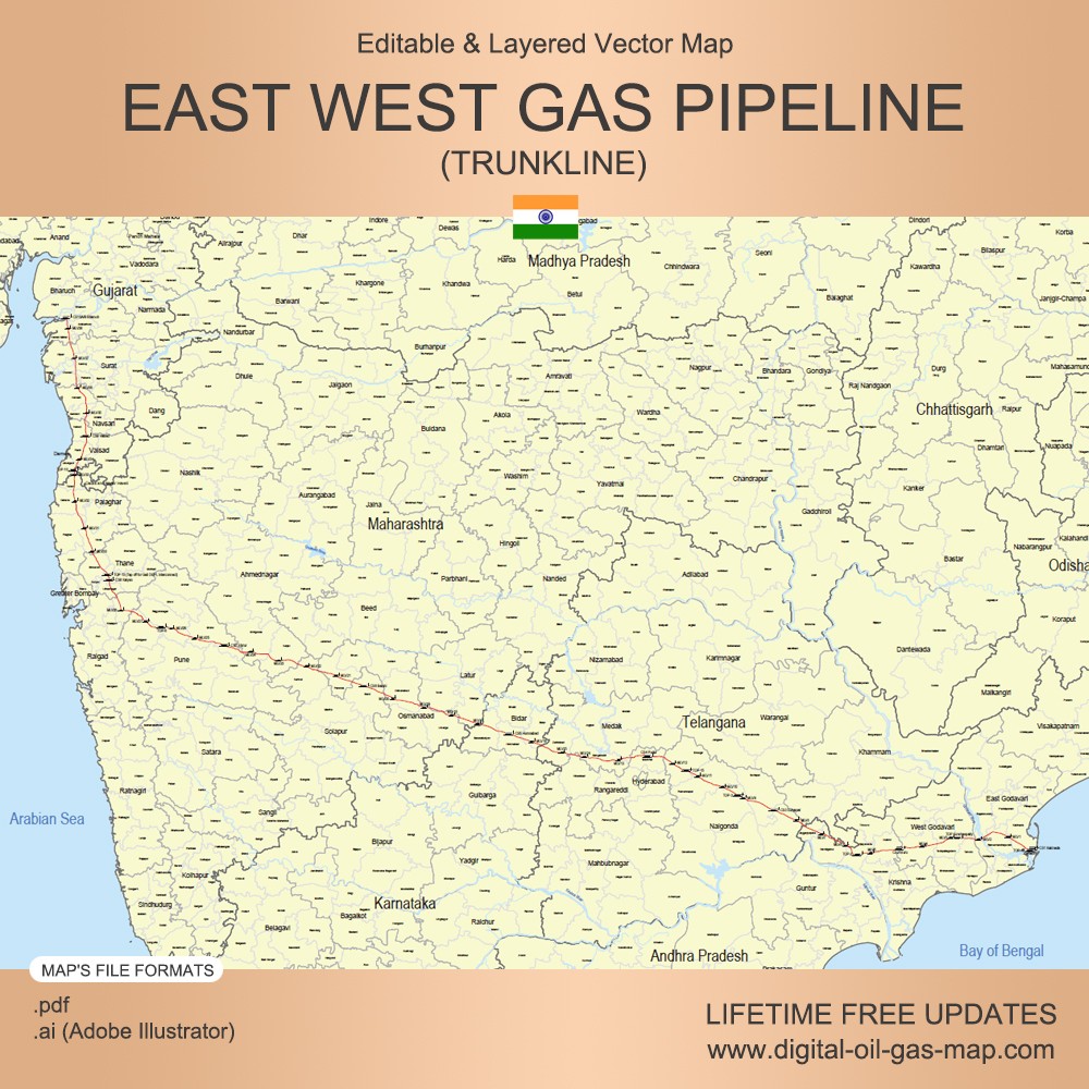 India East West Gas Pipeline Trunkline Map india-east-west-gas-pipeline-trunkline-map