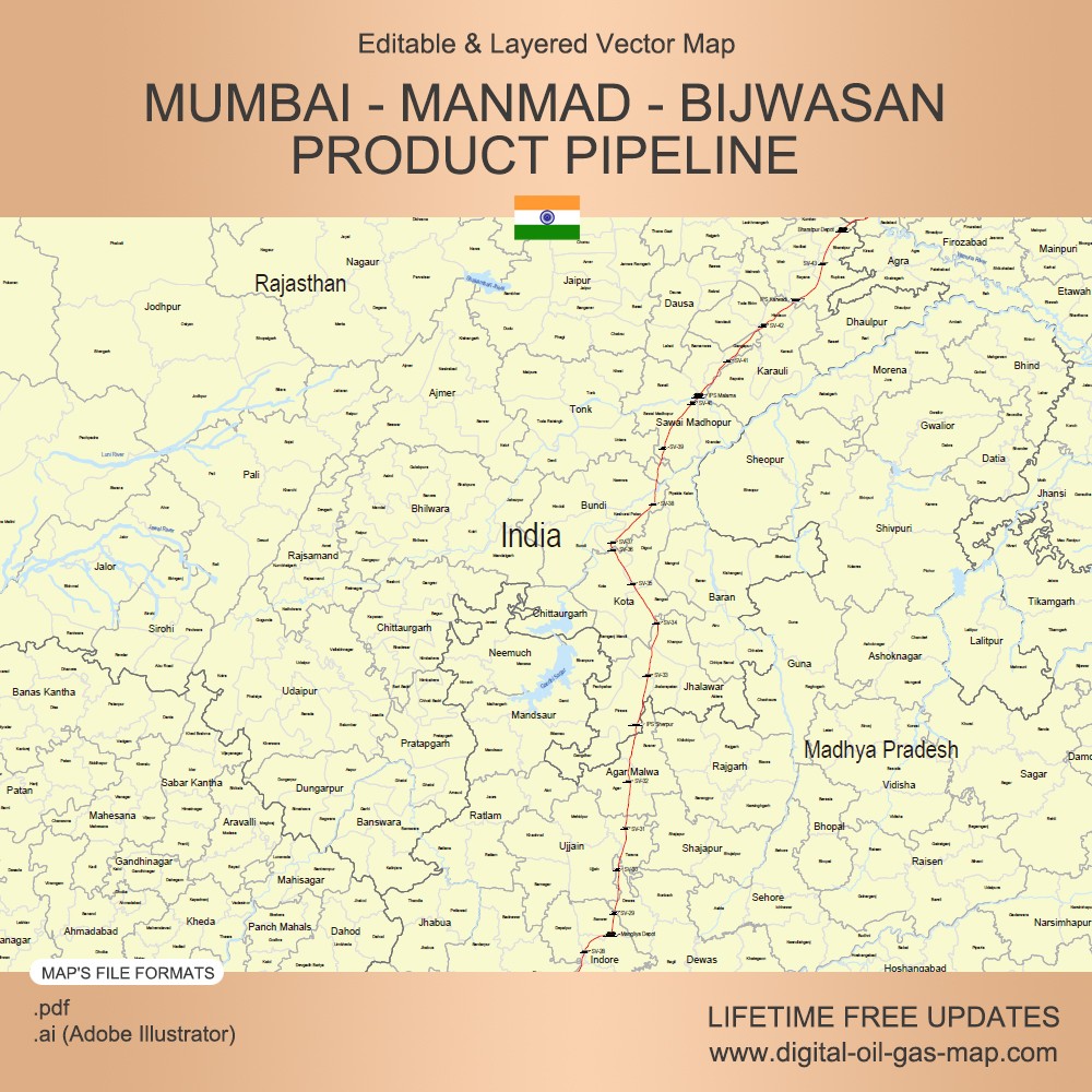 Mumbai - Manmad - Bijwasan Product Pipeline Map: Pipeline Route, Oil ...