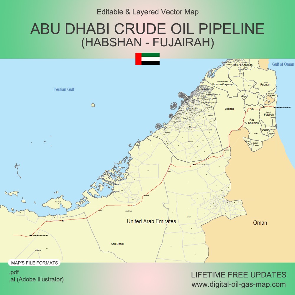 Abu Dhabi Crude Oil Pipeline Map (Habshan - Fujairah): Pipeline Route ...