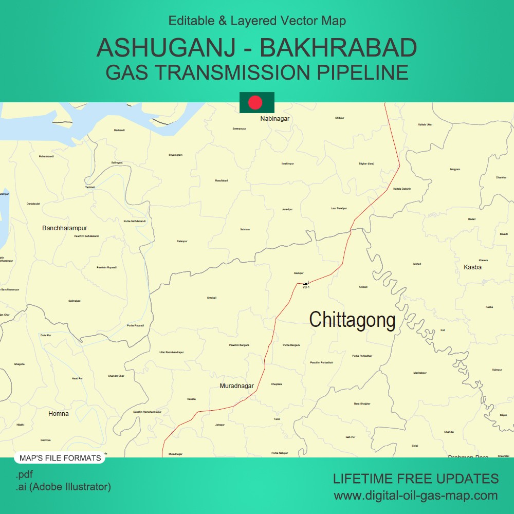 Ashuganj - Bakhrabad Gas Transmission Pipeline Map (Gas Transmission ...