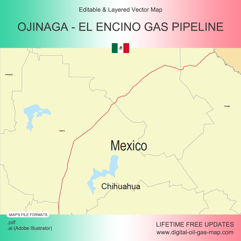 Ojinaga - El Encino Gas Pipeline Map: Pipeline Route; Receiving Station ...