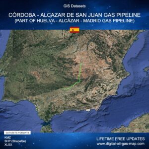 [Product Image] GIS Datasets of Córdoba - Alcazar de San Juan Gas Pipeline