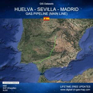 [Product Image] GIS Datasets of Huelva - Sevilla - Madrid Gas Pipeline (Main Line)