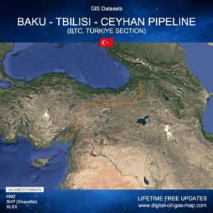 [Product Image] GIS Datasets of Baku - Tbilisi - Ceyhan Pipeline (BTC) - Türkiye Section